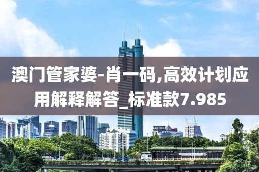 澳门管家婆-肖一码,高效计划应用解释解答_标准款7.985