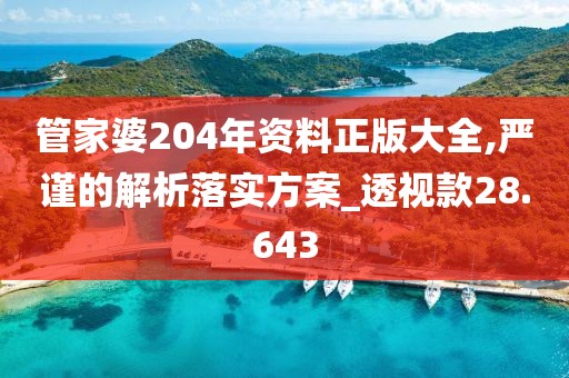 管家婆204年资料正版大全,严谨的解析落实方案_透视款28.643