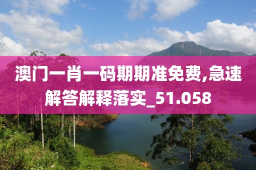 澳门一肖一码期期准免费,急速解答解释落实_51.058