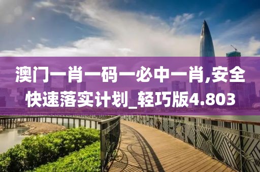 澳门一肖一码一必中一肖,安全快速落实计划_轻巧版4.803