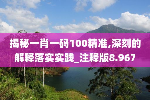揭秘一肖一码100精准,深刻的解释落实实践_注释版8.967
