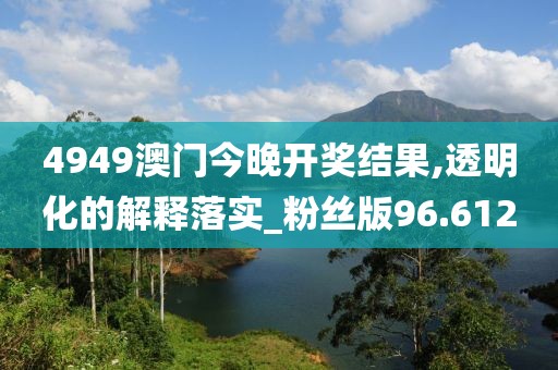 4949澳门今晚开奖结果,透明化的解释落实_粉丝版96.612