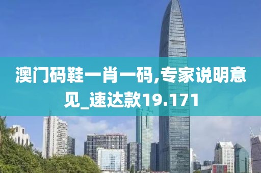 澳门码鞋一肖一码,专家说明意见_速达款19.171