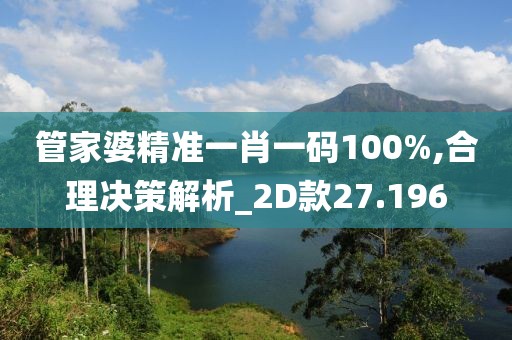 管家婆精准一肖一码100%,合理决策解析_2D款27.196
