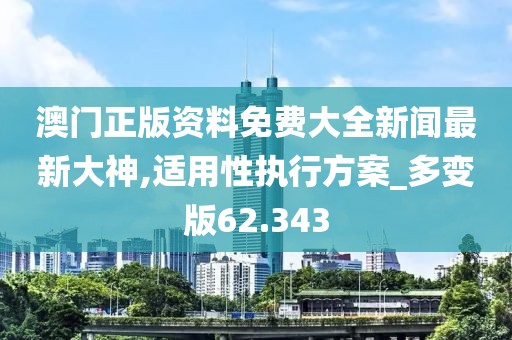澳门正版资料免费大全新闻最新大神,适用性执行方案_多变版62.343