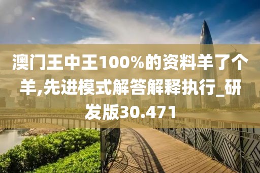 澳门王中王100%的资料羊了个羊,先进模式解答解释执行_研发版30.471