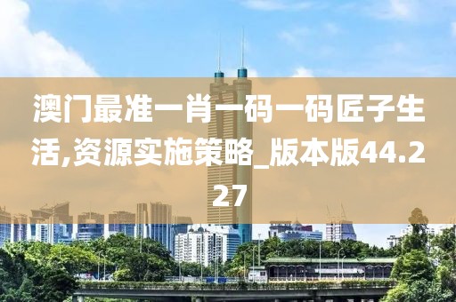 澳门最准一肖一码一码匠子生活,资源实施策略_版本版44.227