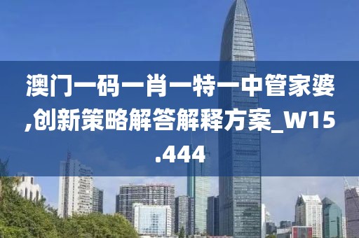 澳门一码一肖一特一中管家婆,创新策略解答解释方案_W15.444
