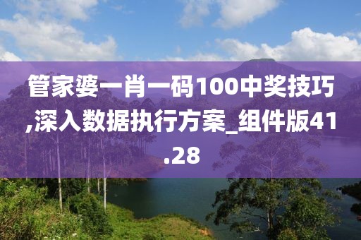 管家婆一肖一码100中奖技巧,深入数据执行方案_组件版41.28