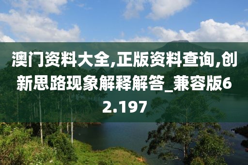 澳门资料大全,正版资料查询,创新思路现象解释解答_兼容版62.197
