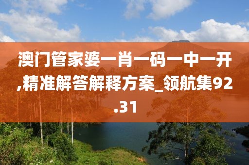 澳门管家婆一肖一码一中一开,精准解答解释方案_领航集92.31