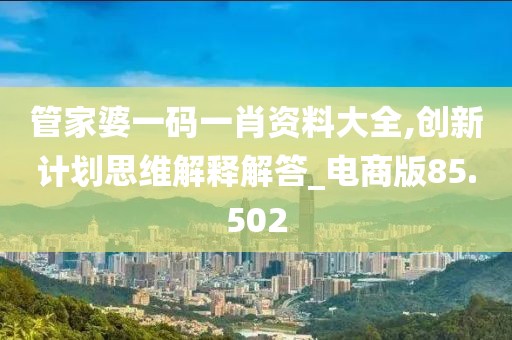 管家婆一码一肖资料大全,创新计划思维解释解答_电商版85.502