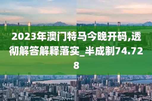 2023年澳门特马今晚开码,透彻解答解释落实_半成制74.728