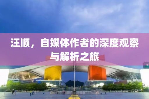 汪顺，自媒体作者的深度观察与解析之旅