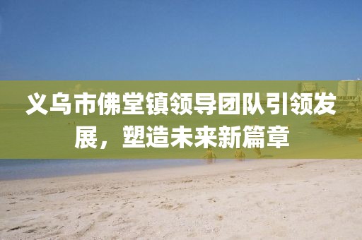 义乌市佛堂镇领导团队引领发展，塑造未来新篇章