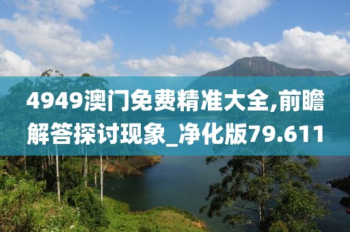 4949澳门免费精准大全,前瞻解答探讨现象_净化版79.611