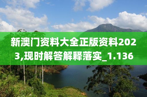 新澳门资料大全正版资料2023,现时解答解释落实_1.136