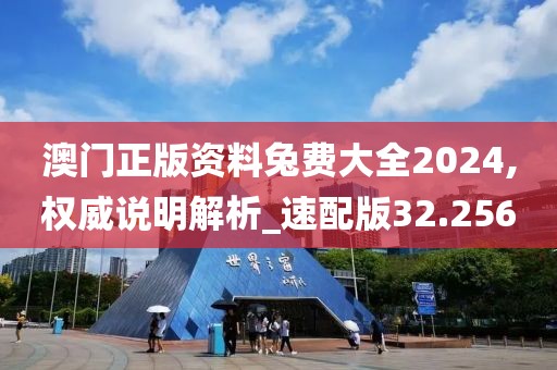 澳门正版资料兔费大全2024,权威说明解析_速配版32.256