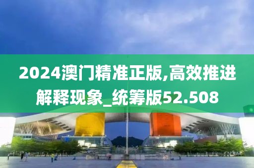 2024澳门精准正版,高效推进解释现象_统筹版52.508