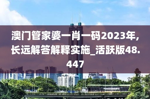 澳门管家婆一肖一码2023年,长远解答解释实施_活跃版48.447