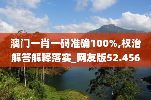 澳门一肖一码准确100%,权治解答解释落实_网友版52.456