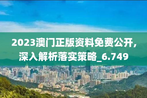 2023澳门正版资料免费公开,深入解析落实策略_6.749