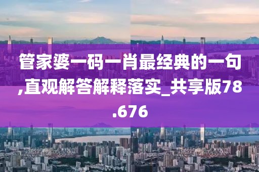 管家婆一码一肖最经典的一句,直观解答解释落实_共享版78.676