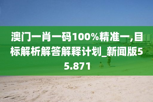 澳门一肖一码100%精准一,目标解析解答解释计划_新闻版55.871