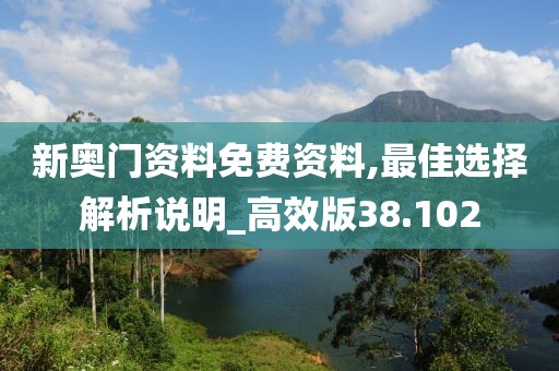 新奥门资料免费资料,最佳选择解析说明_高效版38.102