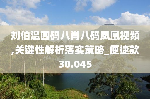 刘伯温四码八肖八码凤凰视频,关键性解析落实策略_便捷款30.045
