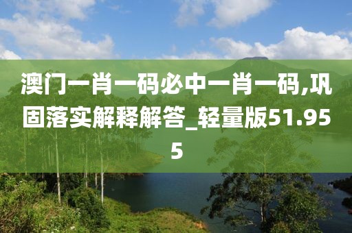 澳门一肖一码必中一肖一码,巩固落实解释解答_轻量版51.955