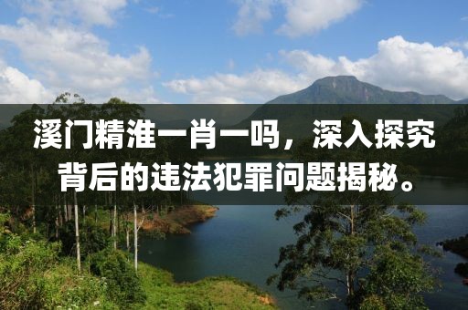 溪门精淮一肖一吗，深入探究背后的违法犯罪问题揭秘。