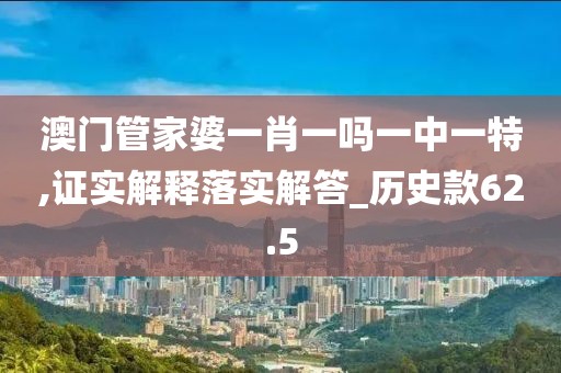 澳门管家婆一肖一吗一中一特,证实解释落实解答_历史款62.5