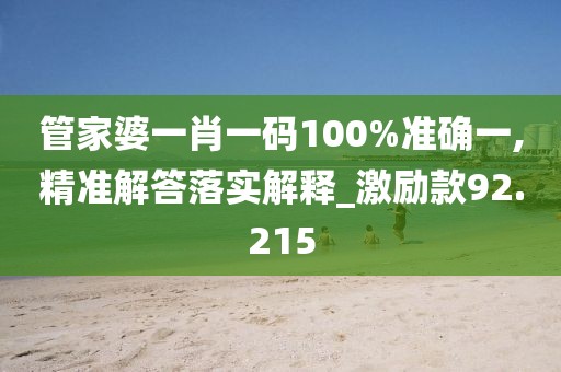 管家婆一肖一码100%准确一,精准解答落实解释_激励款92.215