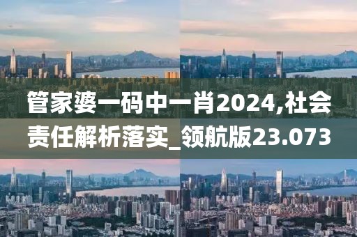 管家婆一码中一肖2024,社会责任解析落实_领航版23.073