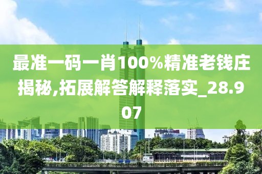 最准一码一肖100%精准老钱庄揭秘,拓展解答解释落实_28.907