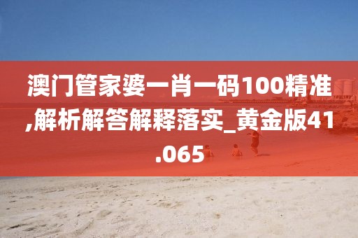 澳门管家婆一肖一码100精准,解析解答解释落实_黄金版41.065