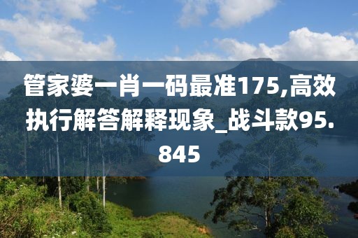 管家婆一肖一码最准175,高效执行解答解释现象_战斗款95.845