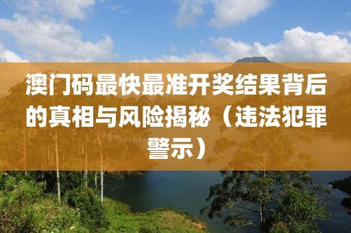 澳门码最快最准开奖结果背后的真相与风险揭秘（违法犯罪警示）