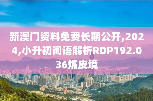 新澳门资料免费长期公开,2024,小升初词语解析RDP192.036炼皮境
