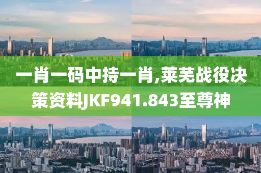 一肖一码中持一肖,莱芜战役决策资料JKF941.843至尊神