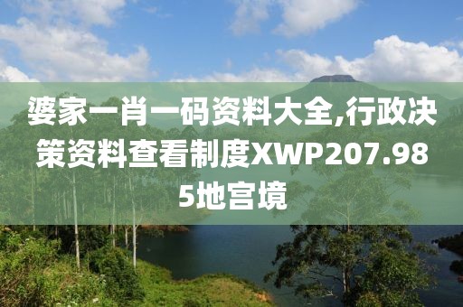 婆家一肖一码资料大全,行政决策资料查看制度XWP207.985地宫境