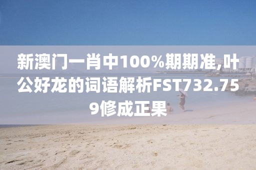 新澳门一肖中100%期期准,叶公好龙的词语解析FST732.759修成正果