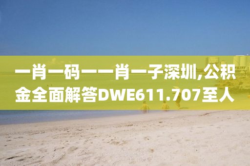 一肖一码一一肖一子深圳,公积金全面解答DWE611.707至人
