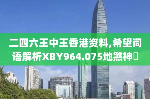 二四六王中王香港资料,希望词语解析XBY964.075地煞神衹