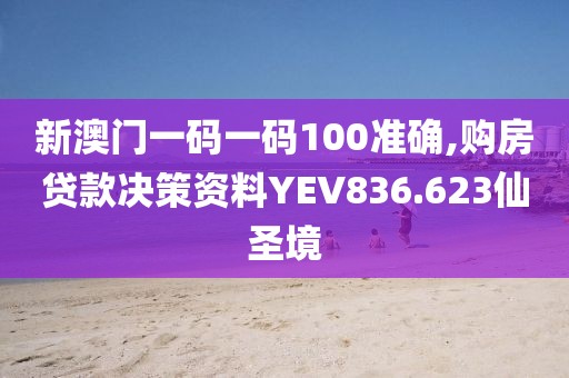新澳门一码一码100准确,购房贷款决策资料YEV836.623仙圣境