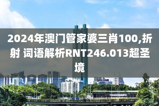 2024年澳门管家婆三肖100,折射 词语解析RNT246.013超圣境