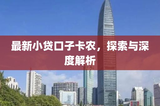 最新小贷口子卡农，探索与深度解析