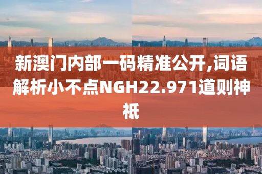 新澳门内部一码精准公开,词语解析小不点NGH22.971道则神祗