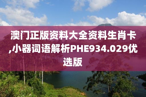 澳门正版资料大全资料生肖卡,小器词语解析PHE934.029优选版